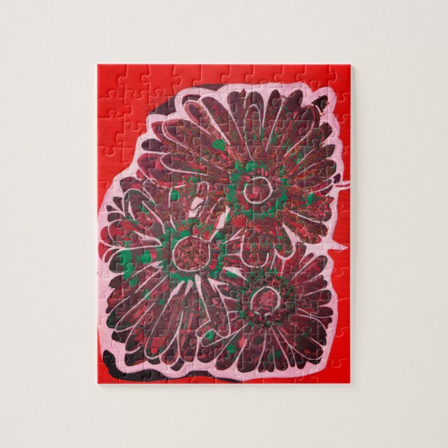 Puzzle Flores de batik naranja y marrón (Vertical)