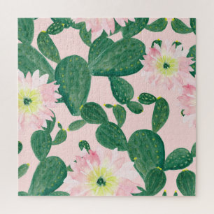 Puzzle Flores de cactus: pintura acuarela