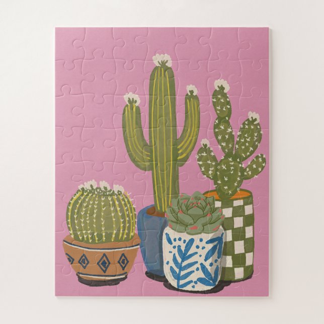 Puzzle Flores de Cactus Rosadas (Vertical)