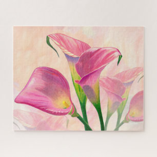Puzzle Flores de Calla rosa, pintura acrílica