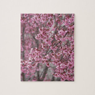 Puzzle Flores de cerezo Sakura rosadas flotando