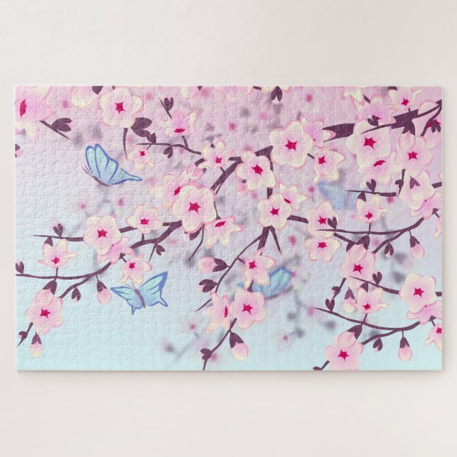 Puzzle Flores De Cerezo Y Mariposas (Horizontal)