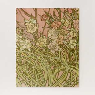 Puzzle Flores de clavel mucha Art Nouveau