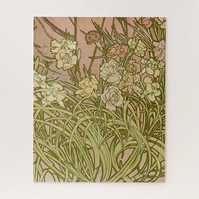 Puzzle Flores de clavel mucha Art Nouveau (Vertical)