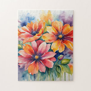 Puzzle Flores de color de agua para Bouquet vibrante