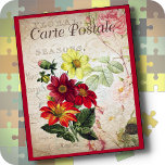 Puzzle Flores de colores - Postales francesas antiguas<br><div class="desc">Este rompecabezas presenta una imagen de un ramo de flores hermosas y coloridas de una postal francesa vintage. Personalice, si lo desea, agregando texto personalizado, una imagen pequeña y/o un logotipo. ¡También hace un gran regalo! Disponible en varios tamaños y número de piezas. ► NOTA: Algunos tamaños de rompecabezas pueden...</div>