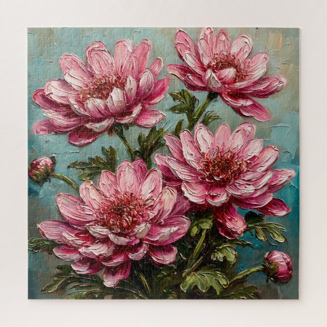 Puzzle Flores de crisantemo rosa vibrante (Vertical)