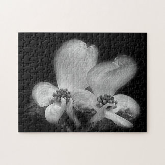 Puzzle Flores De Dogwood En Naturaleza Blanca Y Negra