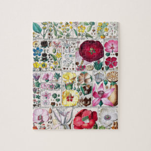 Puzzle Flores de época rosa naturaleza arte divertido