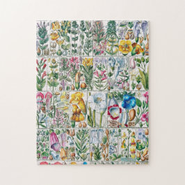 Puzzle Flores de época rosa naturaleza arte divertido úni