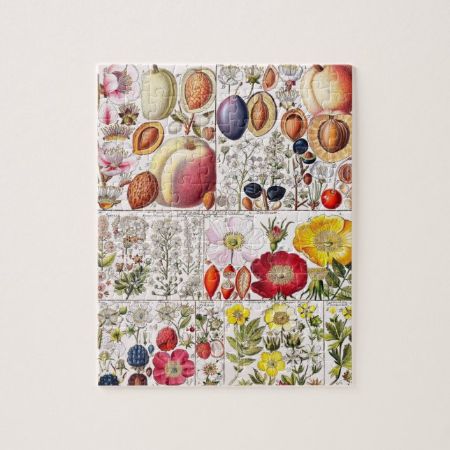 Puzzle Flores de época rosa naturaleza arte divertido úni (Vertical)