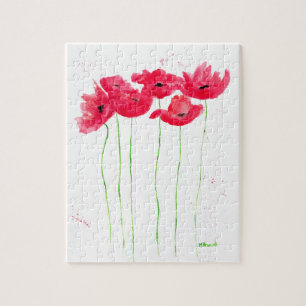 Puzzle Flores de espías rojas Naturaleza Watercolor veran
