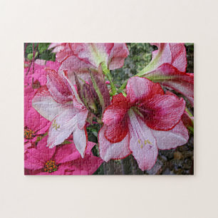 Puzzle Flores de feriado rojo de Amaryllis y Poinsettia