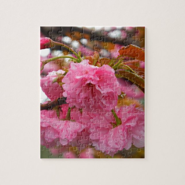 Puzzle Flores de flores de cerezo rosado caliente (Vertical)