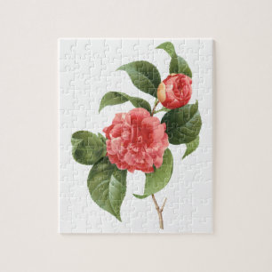 Puzzle Flores de flores vintage, de camelia rosa por Redo
