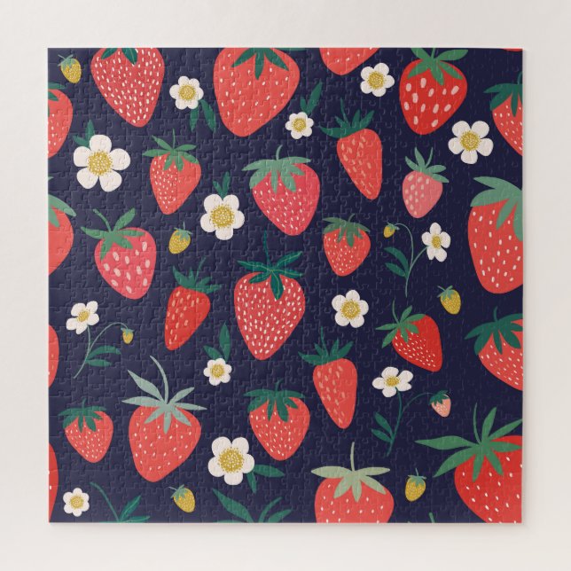 Puzzle Flores de fresa y frutas: patrón decorativo (Vertical)