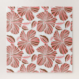 Puzzle Flores de hibisco hawaiano: estilo tropical marrón