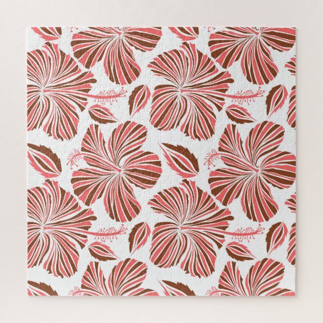 Puzzle Flores de hibisco hawaiano: estilo tropical marrón (Vertical)