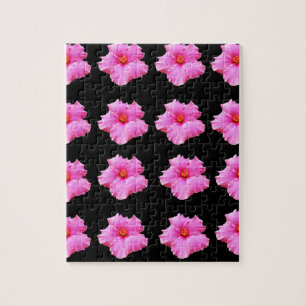 Puzzle Flores De Hibiscus Rosa En Negro,_