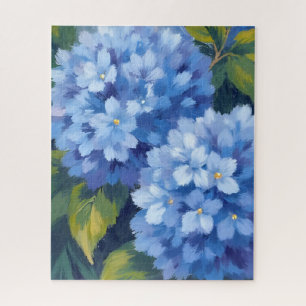 Puzzle Flores de Hortensia Azul   Pintura de Acuarela de 
