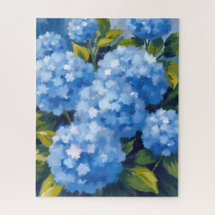 Puzzle Flores de Hortensias Azules Acuarela Floral