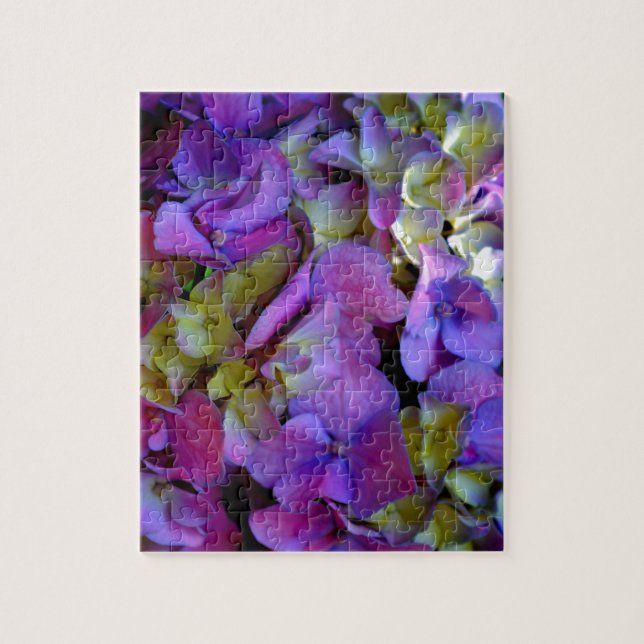 Puzzle Flores de Hydrangeas azul morado (Vertical)