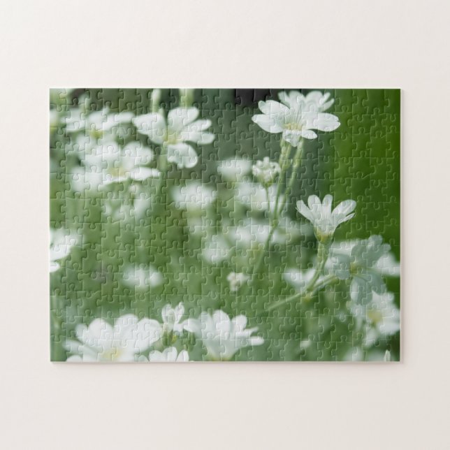 Puzzle flores de jardín blanco y fresco de verano (Horizontal)