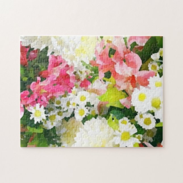 Puzzle Flores de jardín de pintura artística colorida (Horizontal)