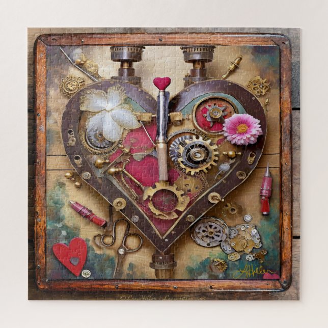 Puzzle Flores de Labial Corazón Serie Steampunk (Vertical)