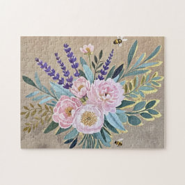 Puzzle Flores de lavanda de Bouquet peonies Rustic