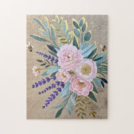 Puzzle Flores de lavanda de Bouquet peonies Rustic