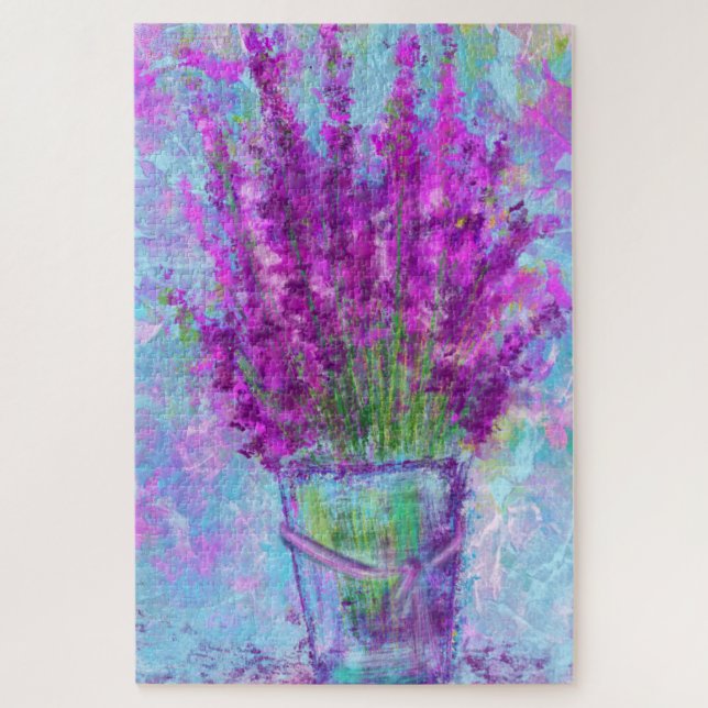 Puzzle Flores de lavanda - Primavera - Pintura de arte ab (Vertical)