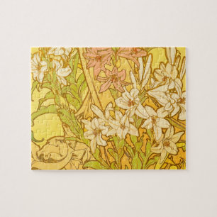 Puzzle flores de lirio Art Nouveau de Alfonse Mucha