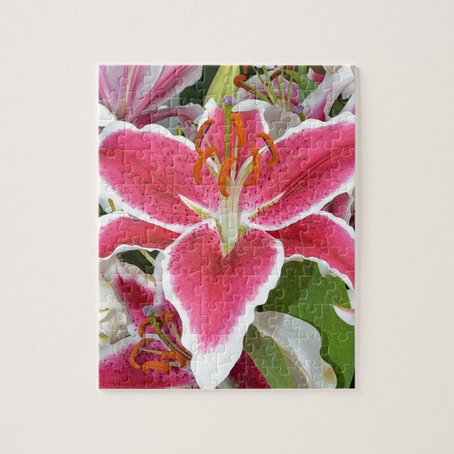 Puzzle Flores de lirio con estrellas rosadas (Vertical)