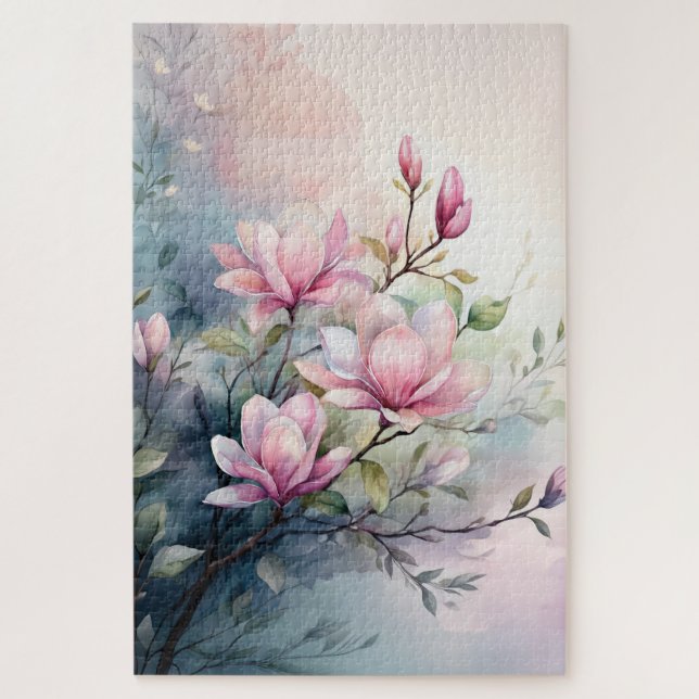 Puzzle Flores de Magnolia Rosa Botánico (Vertical)