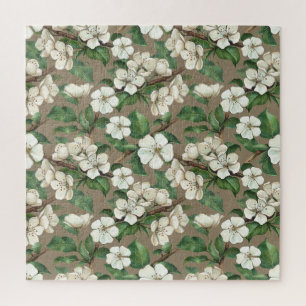 Puzzle Flores de manzana acuarela: Patrón de vintage.