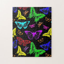Puzzle Flores de mariposas color arcoiris volando