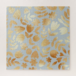 Puzzle Flores de oro, fondo azul, imitación de Relieve me
