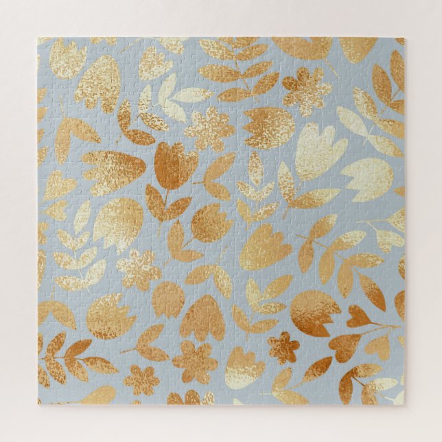 Puzzle Flores de oro, fondo azul, imitación de Relieve me (Vertical)