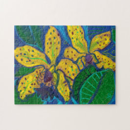 Puzzle Flores de orquídeas amarillas, pintura pastel de a