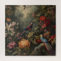 Flores de pájaros botánicos vintage en el paraíso
