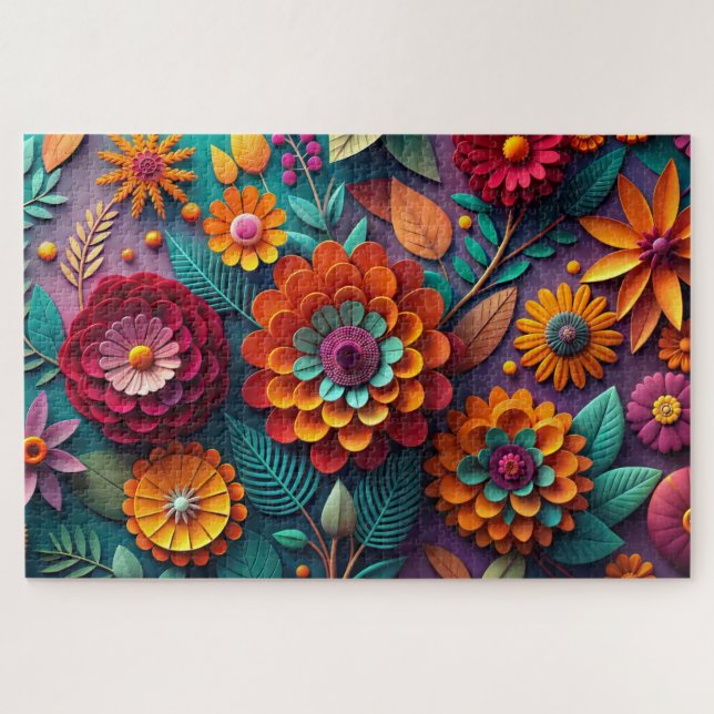 Puzzle Flores de papel coloridas (Horizontal)