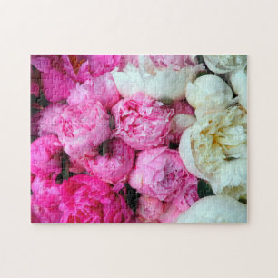 Puzzle Flores de peones rosas y blancas