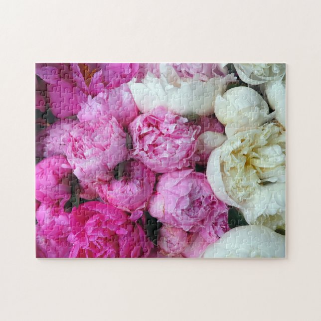 Puzzle Flores de peones rosas y blancas (Horizontal)