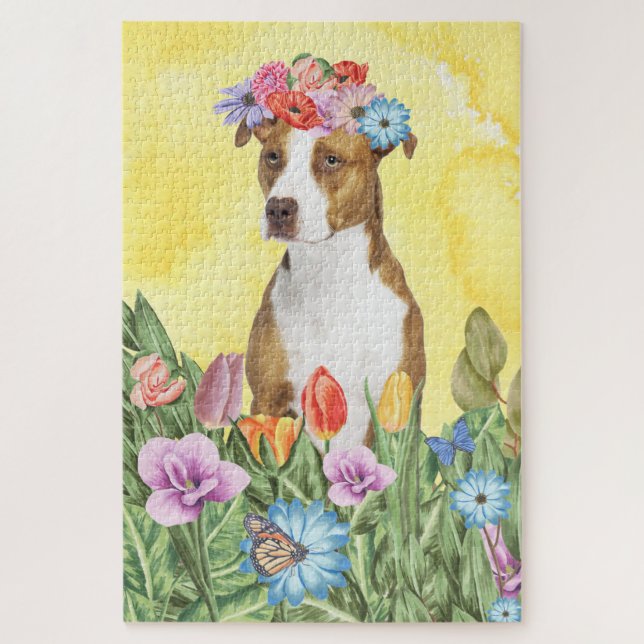 Puzzle Flores de perro de Pitbull (Vertical)