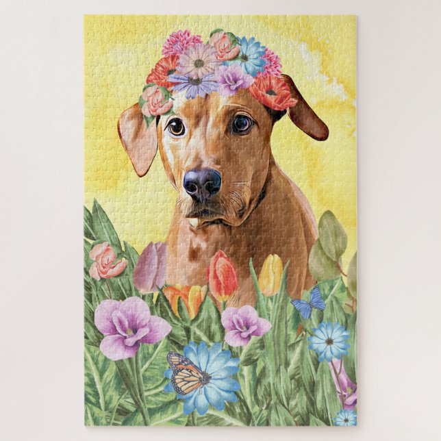 Puzzle Flores de perro de Ridgeback Rodesia (Vertical)