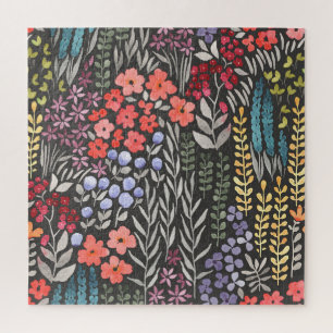 Puzzle Flores de pradera: acuarela floral sin foco