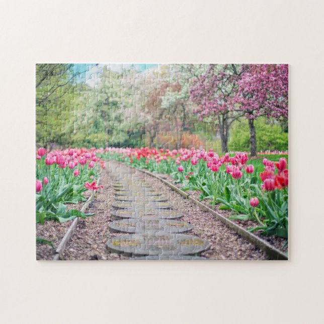 Puzzle Flores de primavera a lo largo de Stone Walkway (Horizontal)
