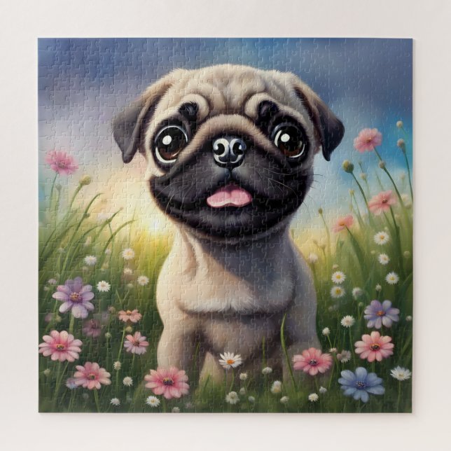Puzzle Flores de Pug (Vertical)