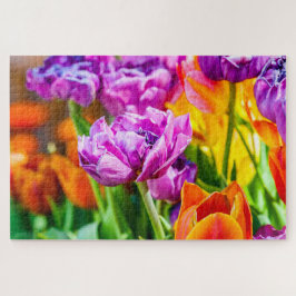 Puzzle Flores de tulipanes de loro morado asombroso